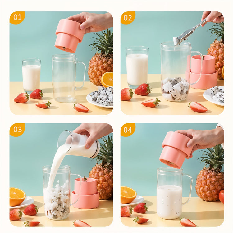Portable usb rechargeable juicer with handle & straw - 420ml