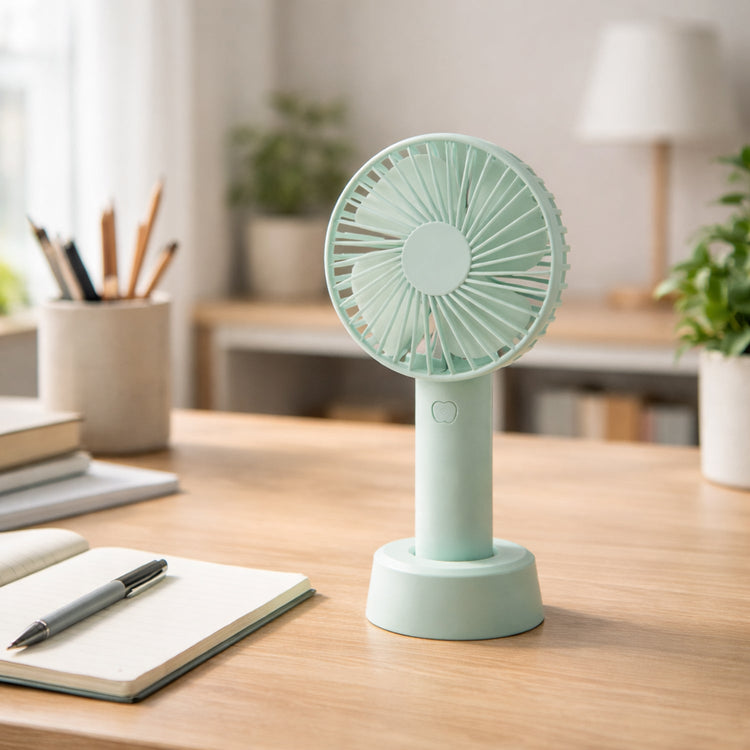 Portable handheld fan with battery included – lightweight & easy to carry