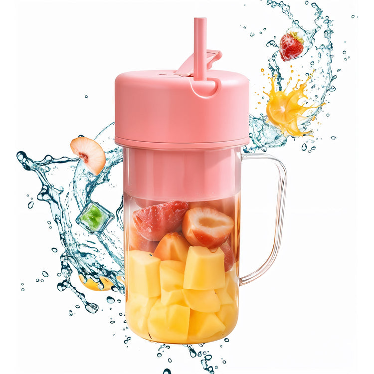 Portable usb rechargeable juicer with handle & straw - 420ml
