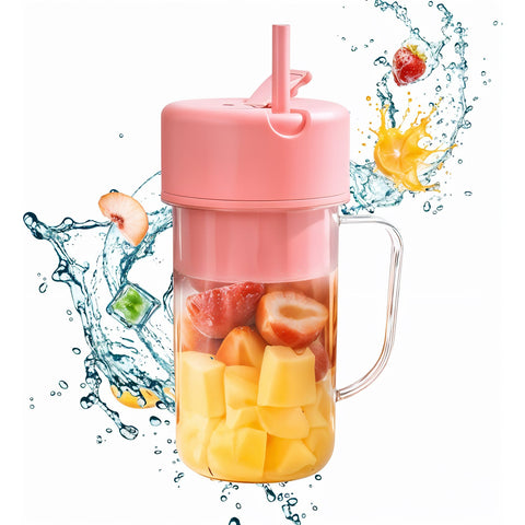 Portable usb rechargeable juicer with handle & straw - 420ml