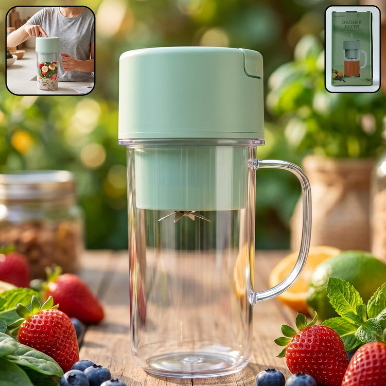 Portable usb rechargeable juicer with handle & straw - 420ml