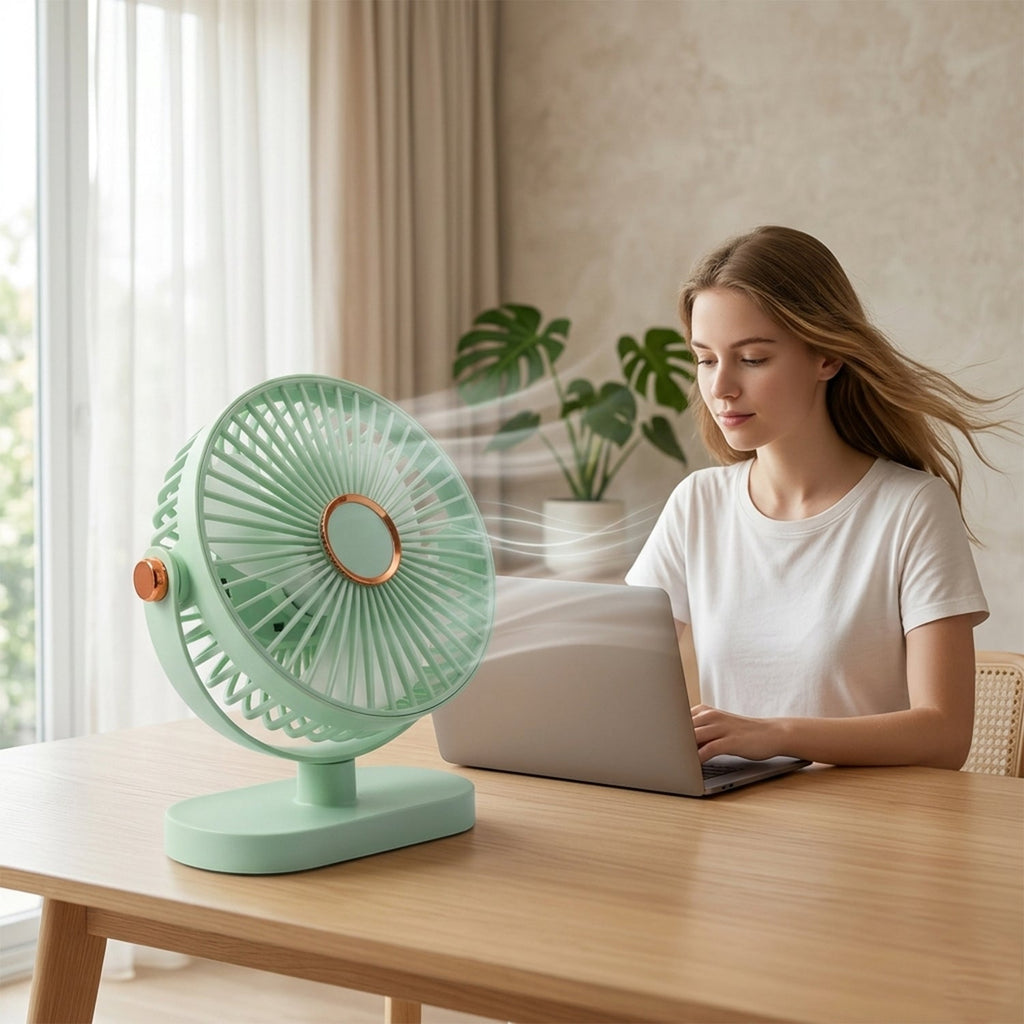 Portable rechargeable table fan compact usb desk fan