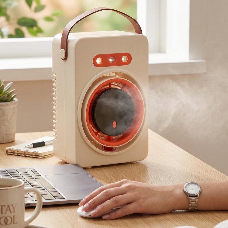 C2B Portable humidifying air cooling fan with display