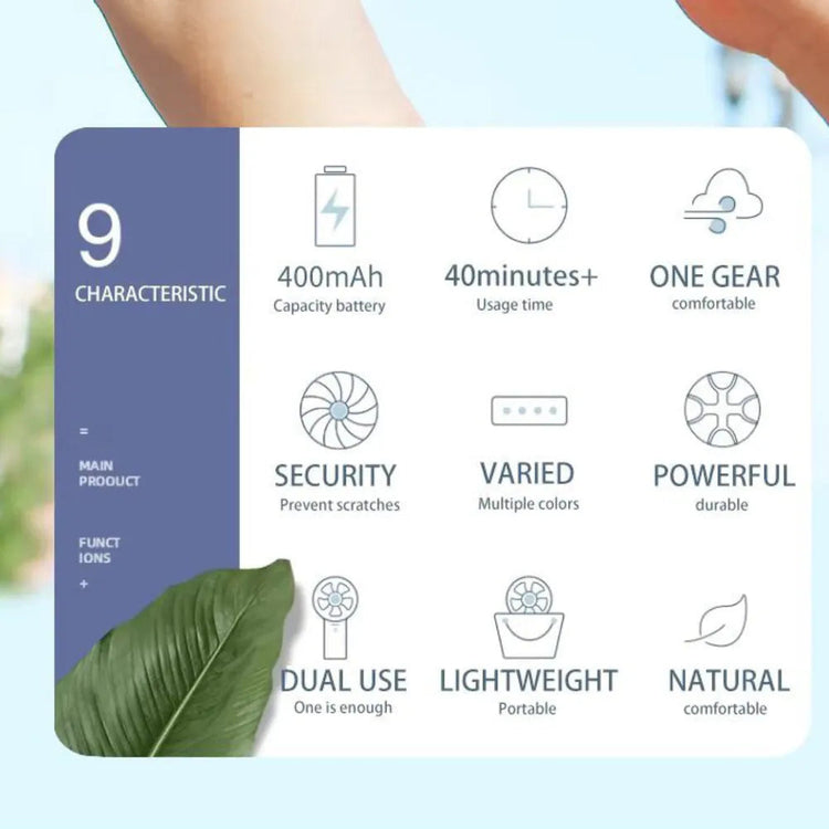 Mini Handheld Portable Fan- USB Rechargeable Personal Cooling Fan